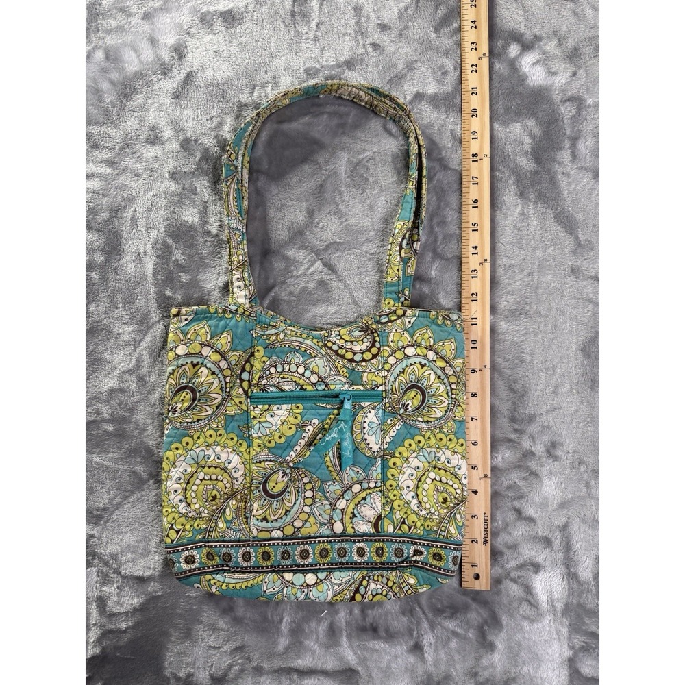 Vera Bradley Shoulder Tote Peacock Paisley Quilted Blue Green